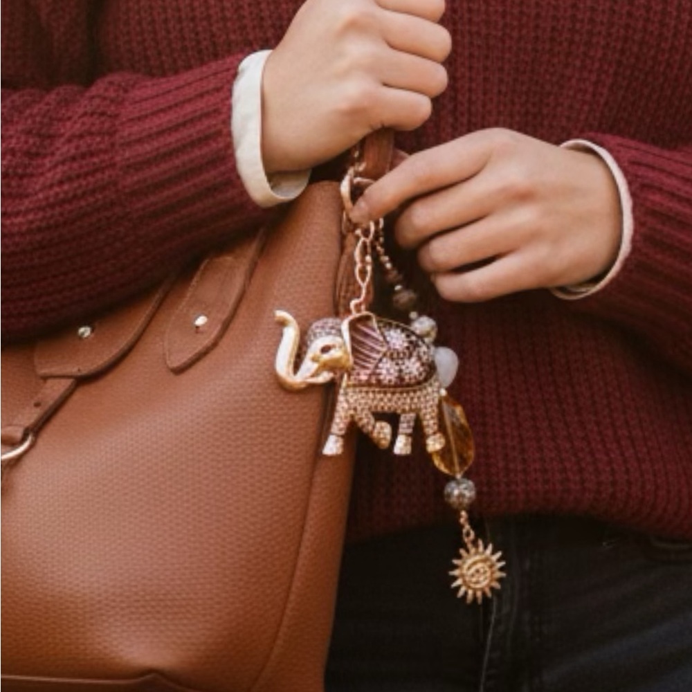 Eye candy Gold and Brown Elephant Keychain